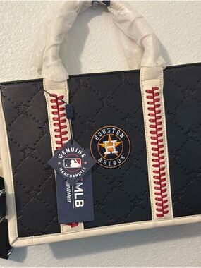 MLB Houston Astros Black and Cream Messenger Bag with Red Accents